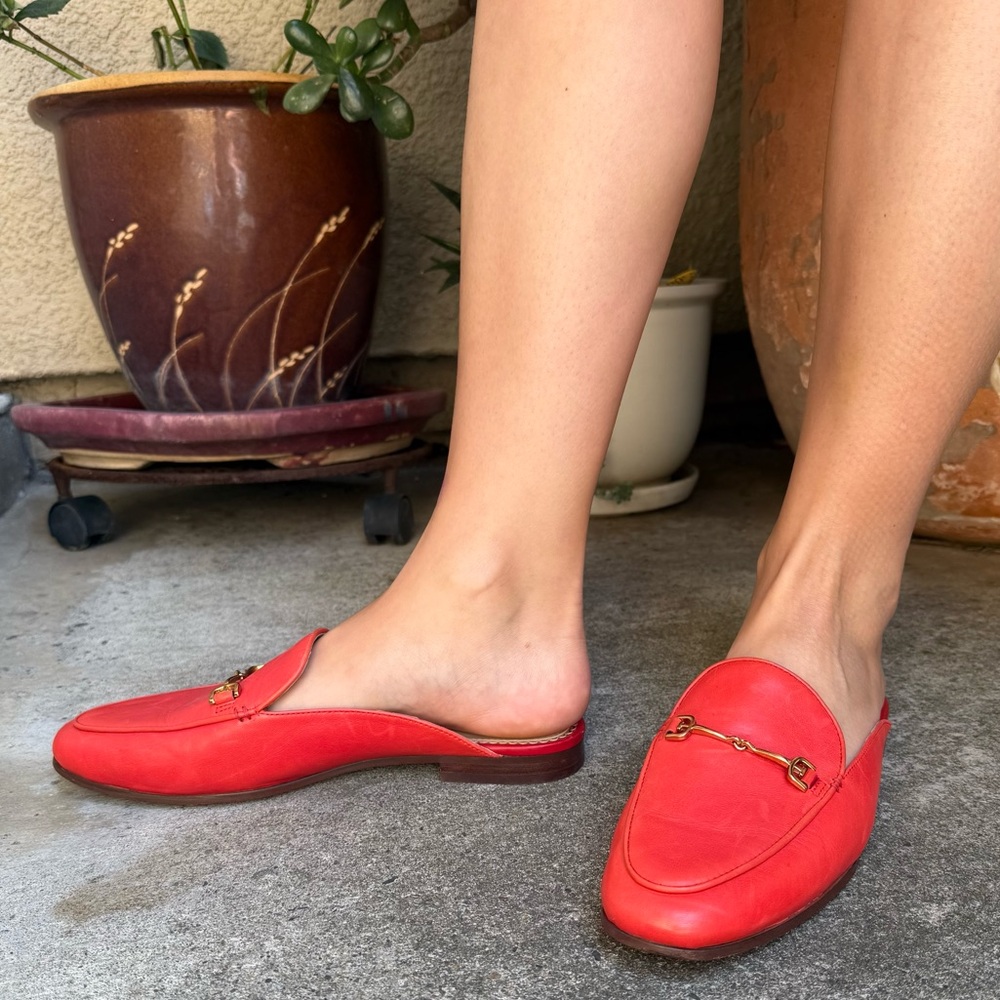 Sam Edelman Scarlet Red Leather Flats for Effortless Style